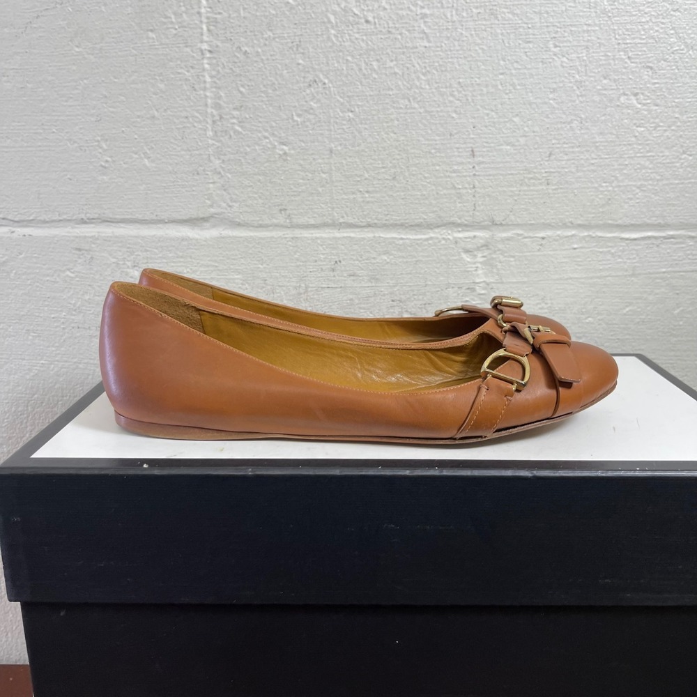 Ralph Lauren Collection Purple Label Brown Leather Ballet Flats Women's‎ 9 B